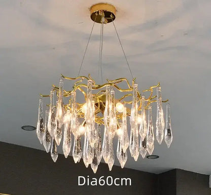 Modern luxury golden crystal water drop led chandelier dining room