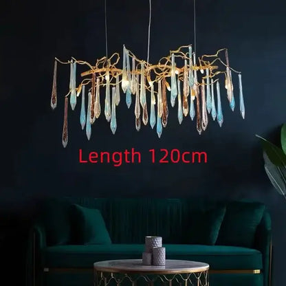 Modern luxury golden crystal water drop led chandelier dining room