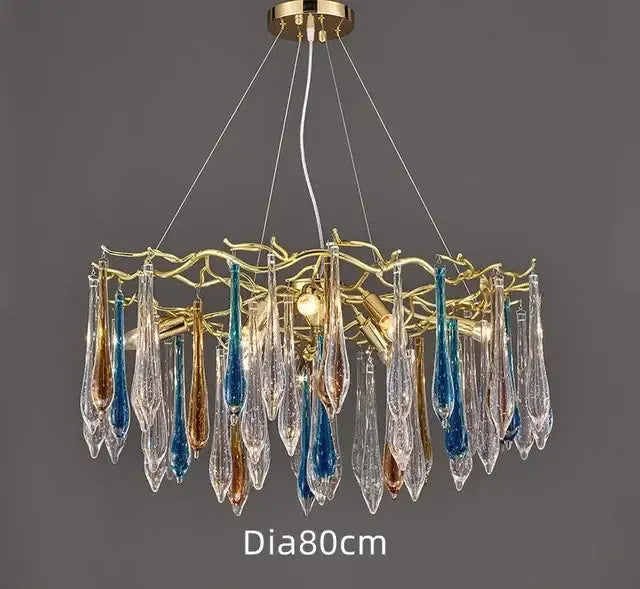 Modern luxury golden crystal water drop led chandelier dining room