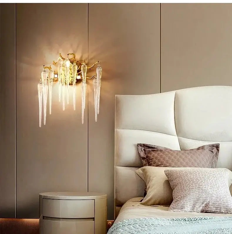 Modern luxury golden crystal water drop led chandelier dining room