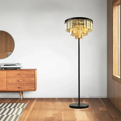 Modern luxury gray crystal black standing light living room lamp