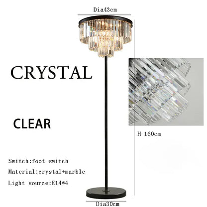 Modern luxury gray crystal black standing light living room lamp