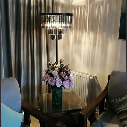 Modern luxury gray crystal black standing light living room lamp