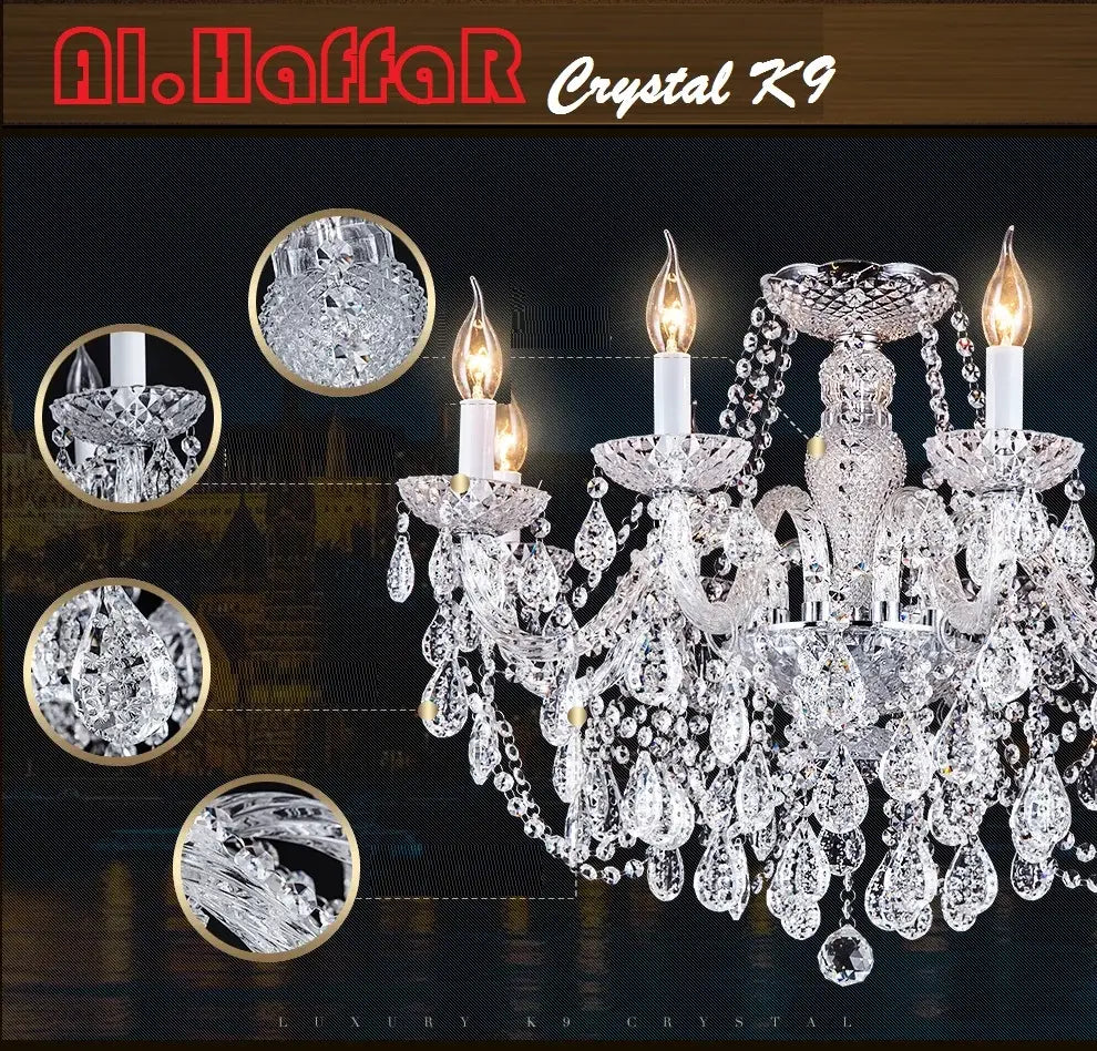 Modern luxury lighting crystal candle chandelier for dining room