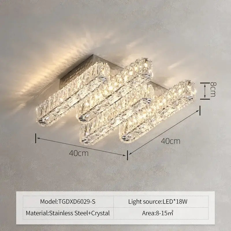 Modern luxury rectangular crystal ceiling chandelier living room led