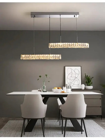 Modern luxury rectangular crystal ceiling chandelier living room led