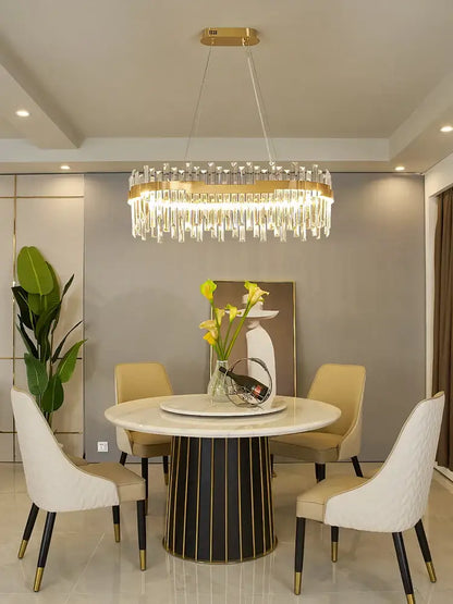 Modern luxury spectrum gold crystal chandelier dining room