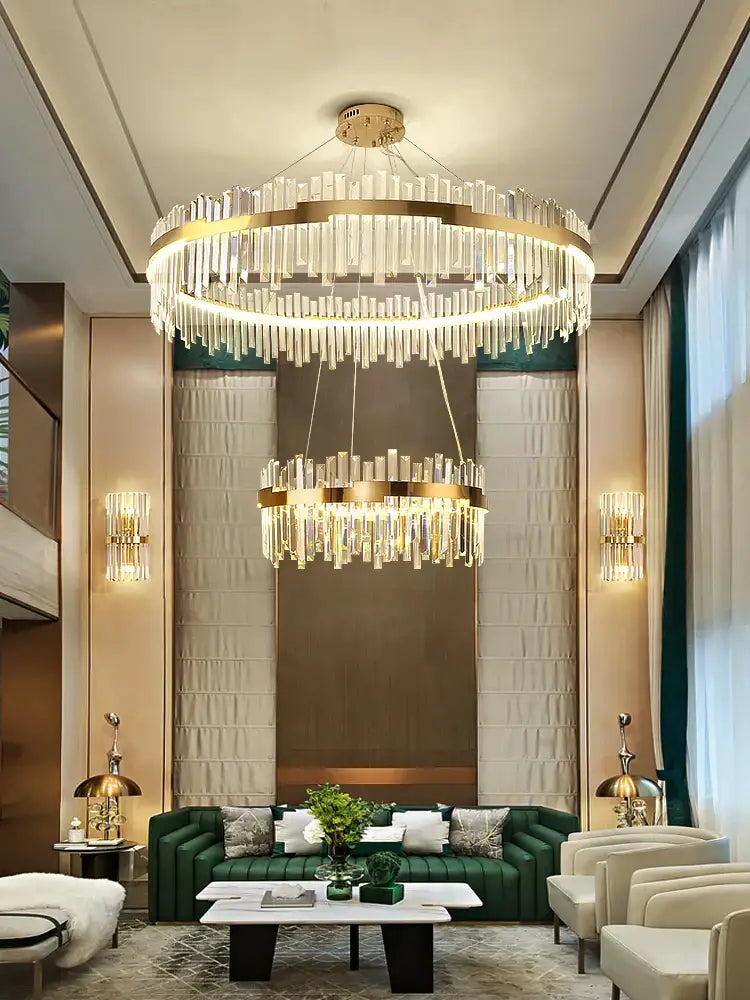 Modern luxury spectrum gold crystal chandelier dining room