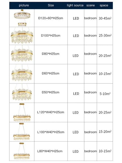 Modern luxury spectrum gold crystal chandelier dining room