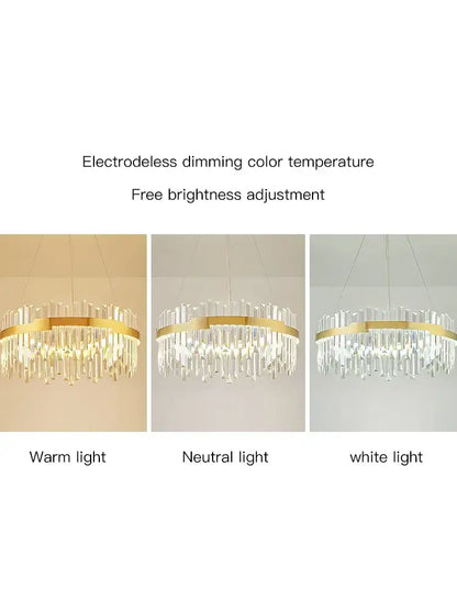Modern luxury spectrum gold crystal chandelier dining room