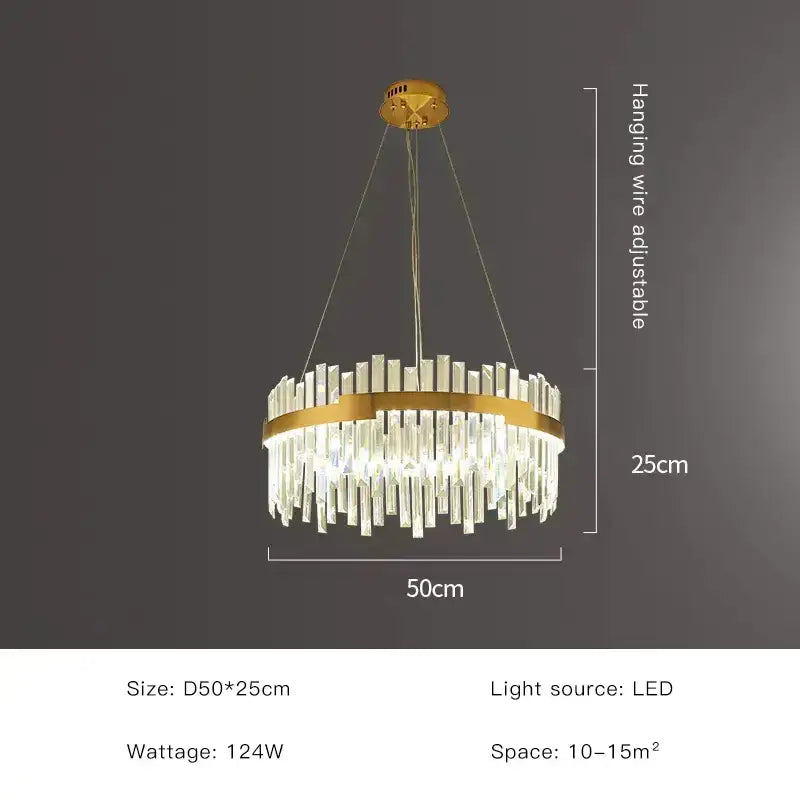 Modern luxury spectrum gold crystal chandelier dining room