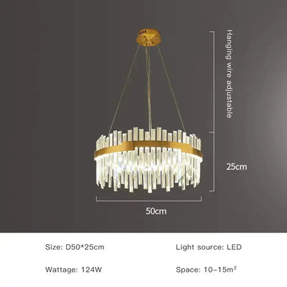 Modern luxury spectrum gold crystal chandelier dining room