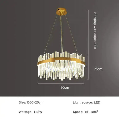 Modern luxury spectrum gold crystal chandelier dining room