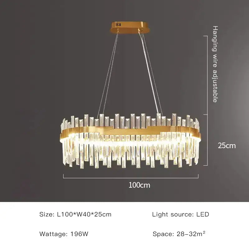 Modern luxury spectrum gold crystal chandelier dining room