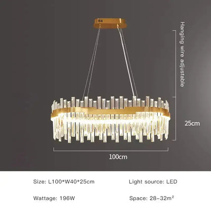 Modern luxury spectrum gold crystal chandelier dining room
