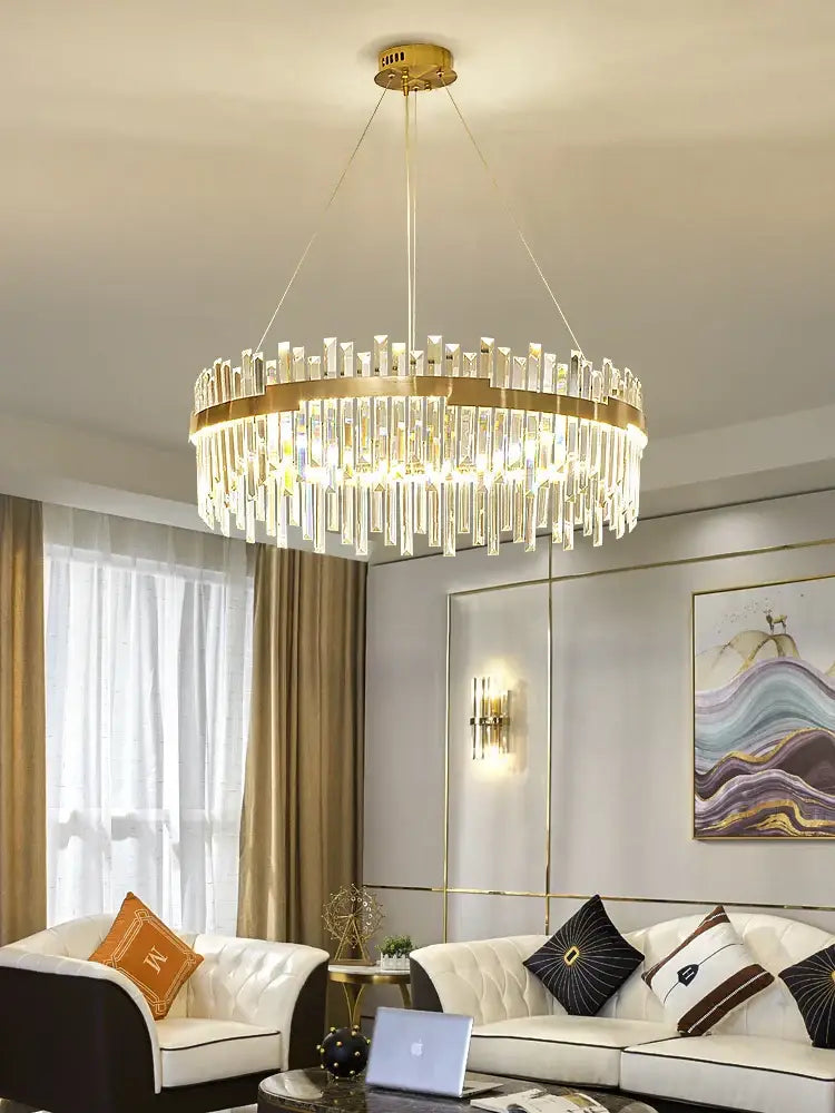 Modern luxury spectrum gold crystal chandelier dining room