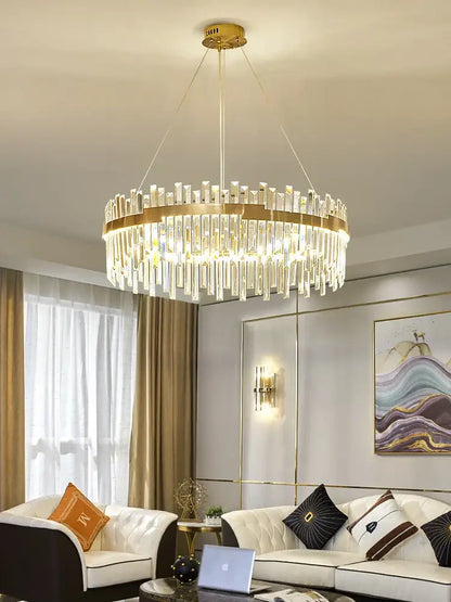 Modern luxury spectrum gold crystal chandelier dining room