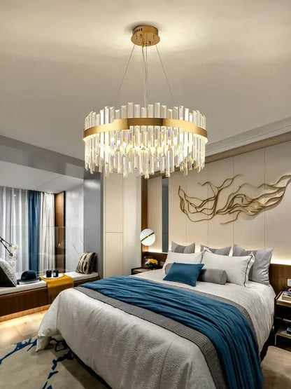 Modern luxury spectrum gold crystal chandelier dining room