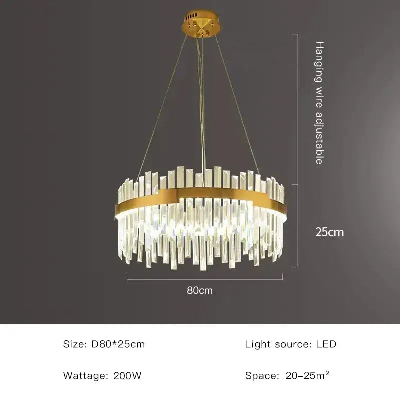 Modern luxury spectrum gold crystal chandelier dining room