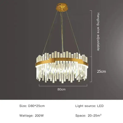 Modern luxury spectrum gold crystal chandelier dining room