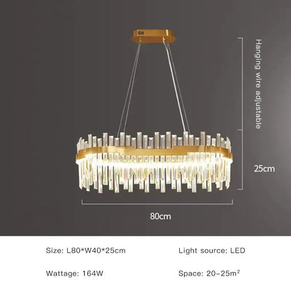 Modern luxury spectrum gold crystal chandelier dining room