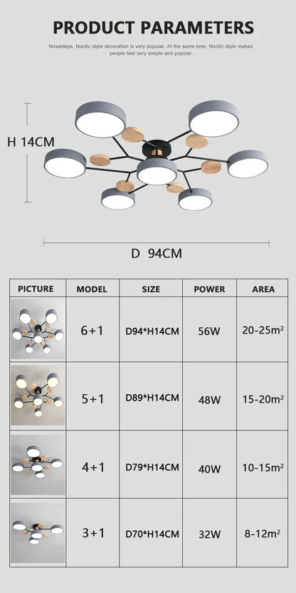 DecorBites™ Modern Macaron Ceiling Chandelier with 3-Color Dimming