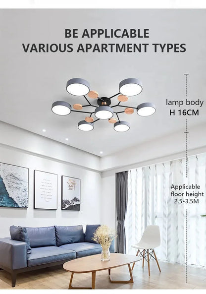 DecorBites™ Modern Macaron Ceiling Chandelier with 3-Color Dimming