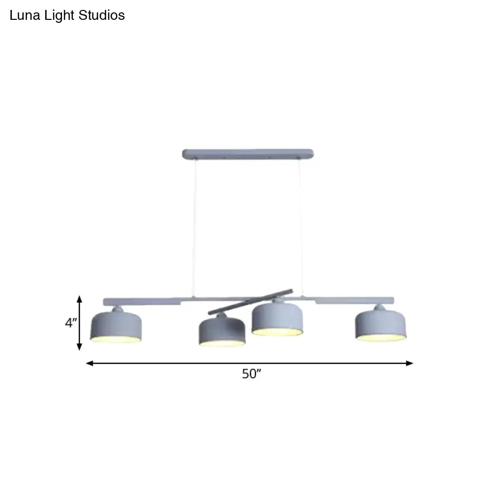 DecorBites™ Modern Macaron Drum Chandelier: Metal Ceiling Lamp, 4 Lights for Dining Table
