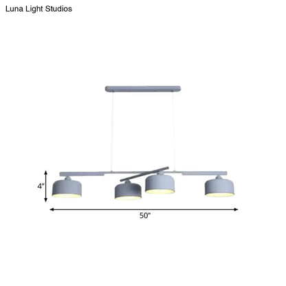 DecorBites™ Modern Macaron Drum Chandelier: Metal Ceiling Lamp, 4 Lights for Dining Table