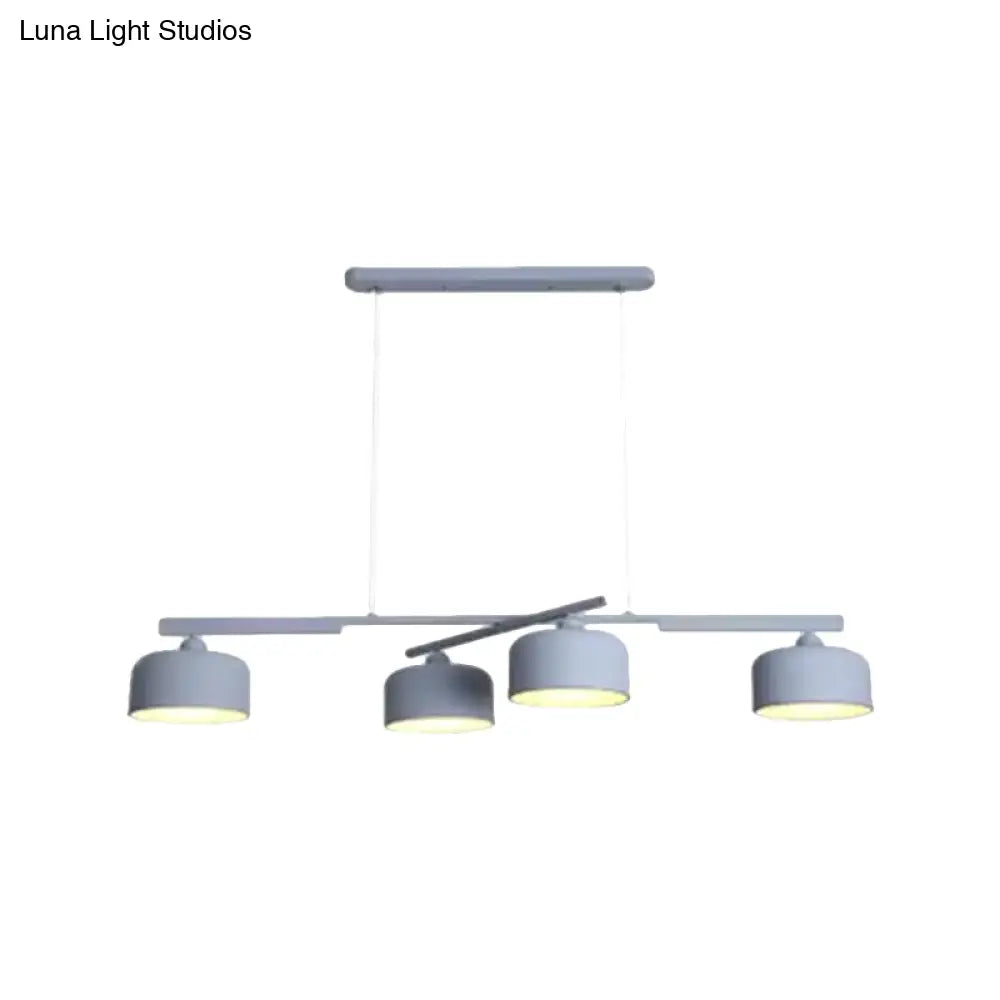 DecorBites™ Modern Macaron Drum Chandelier: Metal Ceiling Lamp, 4 Lights for Dining Table