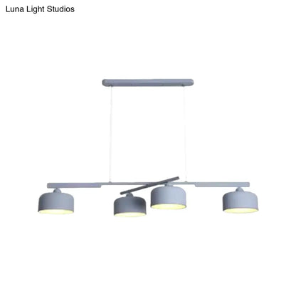 DecorBites™ Modern Macaron Drum Chandelier: Metal Ceiling Lamp, 4 Lights for Dining Table