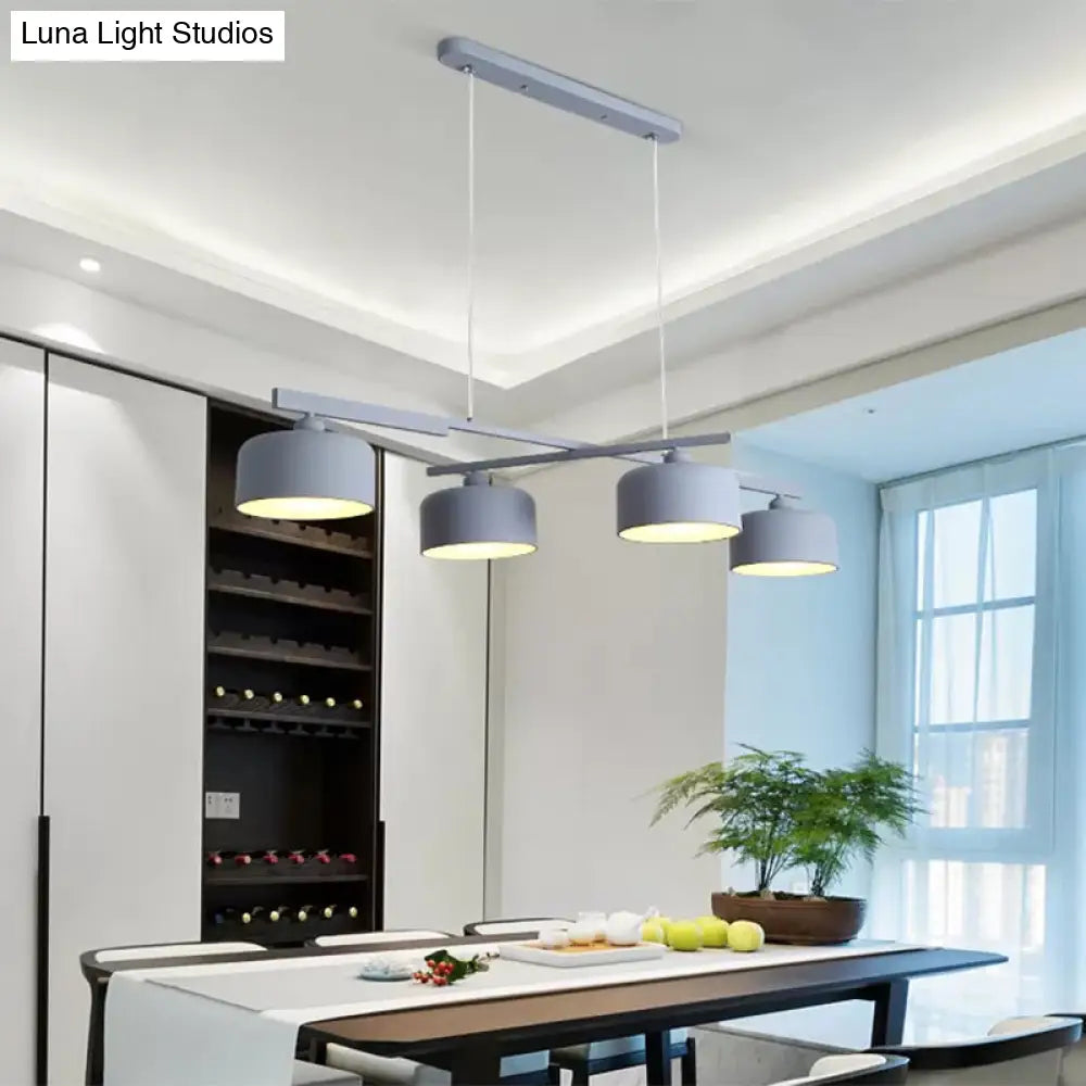 DecorBites™ Modern Macaron Drum Chandelier: Metal Ceiling Lamp, 4 Lights for Dining Table
