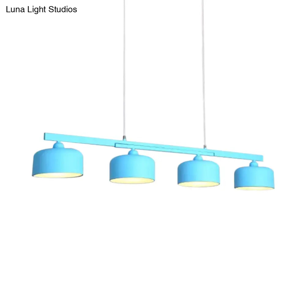 DecorBites™ Modern Macaron Drum Chandelier: Metal Ceiling Lamp, 4 Lights for Dining Table