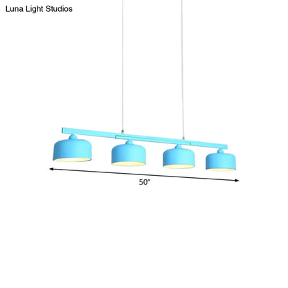 DecorBites™ Modern Macaron Drum Chandelier: Metal Ceiling Lamp, 4 Lights for Dining Table