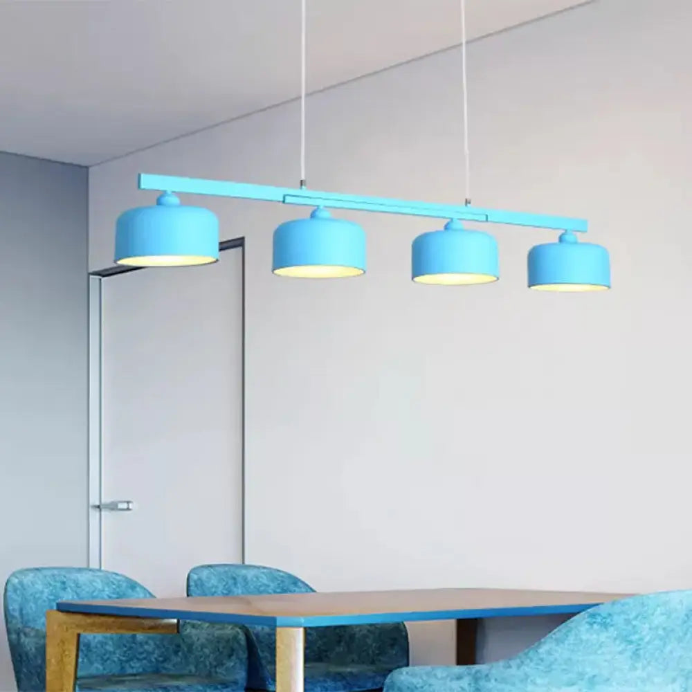 DecorBites™ Modern Macaron Drum Chandelier: Metal Ceiling Lamp, 4 Lights for Dining Table