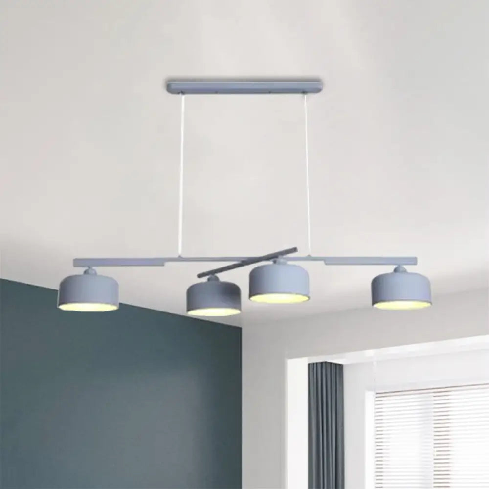 DecorBites™ Modern Macaron Drum Chandelier: Metal Ceiling Lamp, 4 Lights for Dining Table