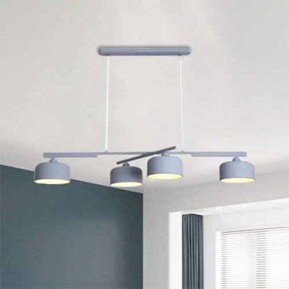 DecorBites™ Modern Macaron Drum Chandelier: Metal Ceiling Lamp, 4 Lights for Dining Table