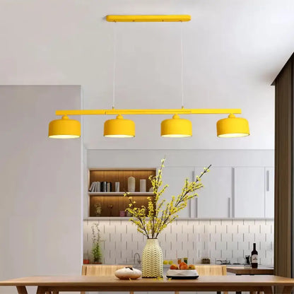 DecorBites™ Modern Macaron Drum Chandelier: Metal Ceiling Lamp, 4 Lights for Dining Table