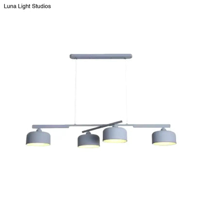 Modern macaron drum gray 4 light chandelier dining room pendant