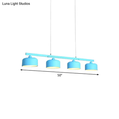 Modern macaron drum gray 4 light chandelier dining room pendant