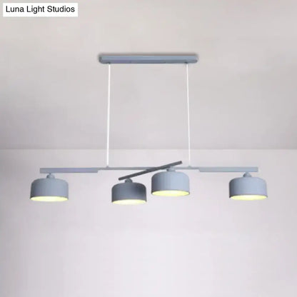 Modern macaron drum gray 4 light chandelier dining room pendant