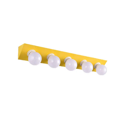 Modern macaron pink & yellow 5-light vanity sconce bathroom light