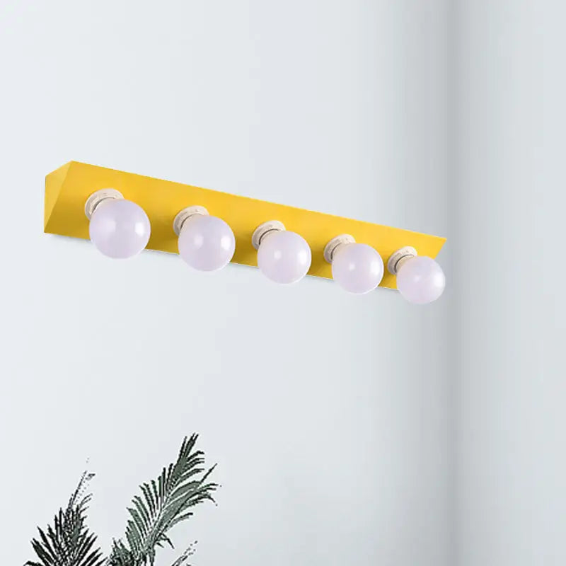 Modern macaron pink & yellow 5-light vanity sconce bathroom light