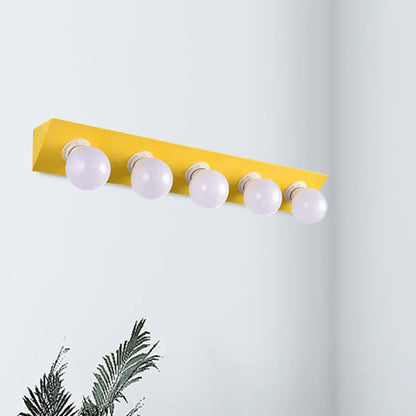 Modern macaron pink & yellow 5-light vanity sconce bathroom light