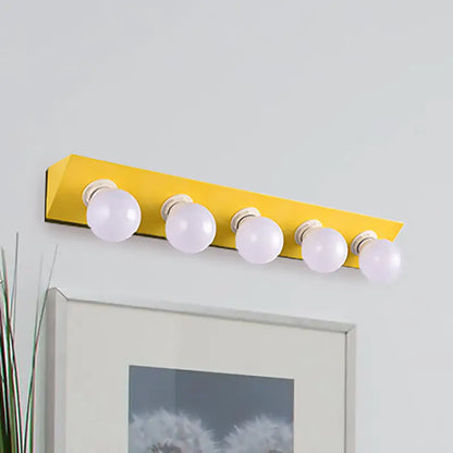Modern macaron pink & yellow 5-light vanity sconce bathroom light