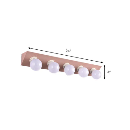 Modern macaron pink & yellow 5-light vanity sconce bathroom light