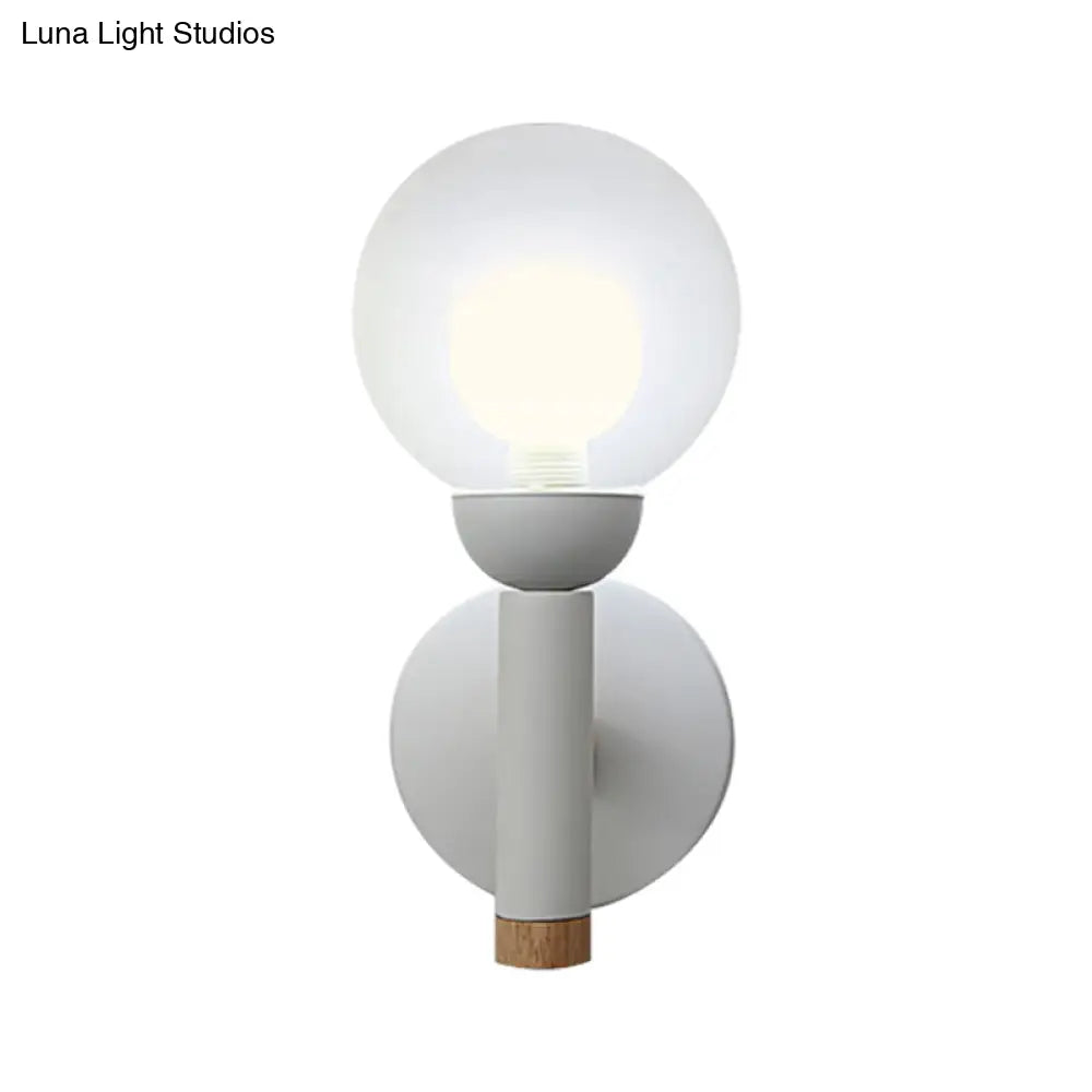 DecorBites™ Modern Macaron Style Torch Wall Sconce with Clear Glass Shade - 1 Light Mini Wall Light in Green/Grey/White