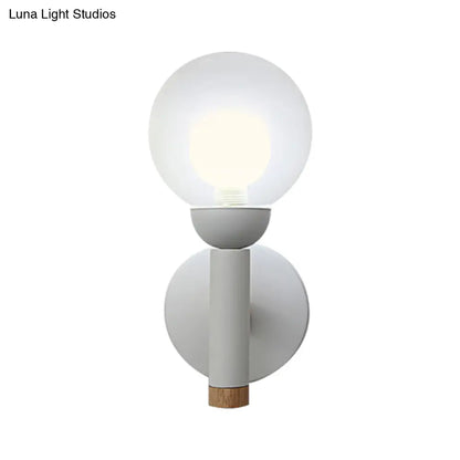 DecorBites™ Modern Macaron Style Torch Wall Sconce with Clear Glass Shade - 1 Light Mini Wall Light in Green/Grey/White