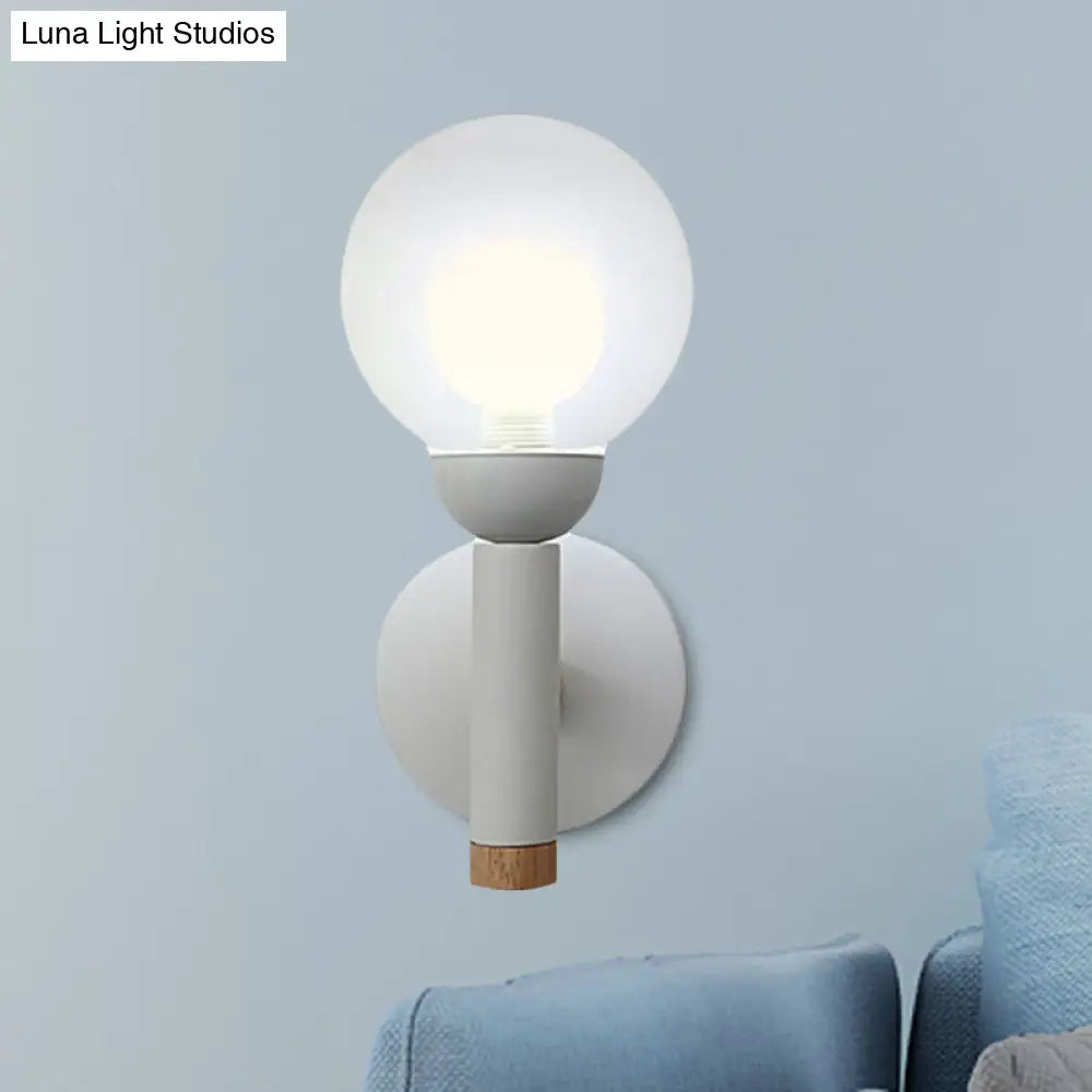 DecorBites™ Modern Macaron Style Torch Wall Sconce with Clear Glass Shade - 1 Light Mini Wall Light in Green/Grey/White