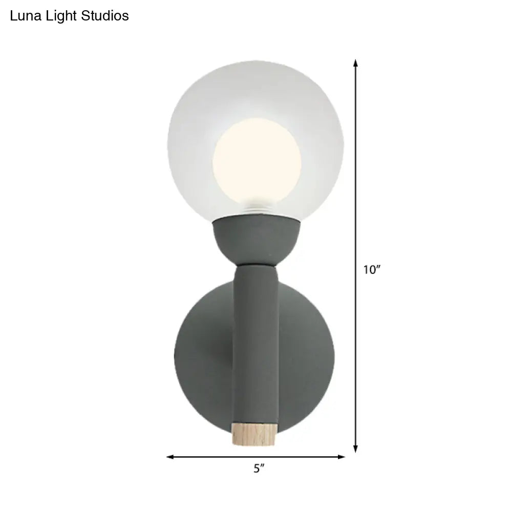 DecorBites™ Modern Macaron Style Torch Wall Sconce with Clear Glass Shade - 1 Light Mini Wall Light in Green/Grey/White